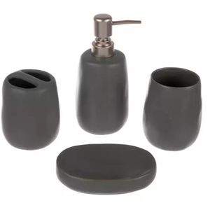 HOBBY LOBBY Gray‎ Ceramic Bathroom Accessories Set, 4-Piece